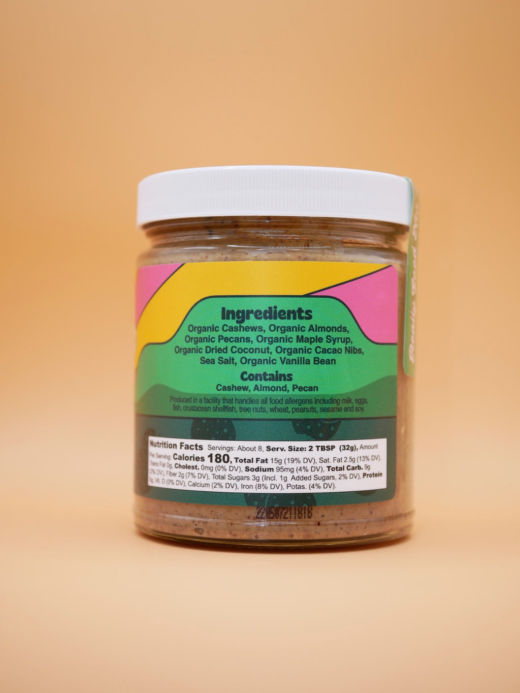 Cookie Dough jar label showing ingredients and nutrition facts