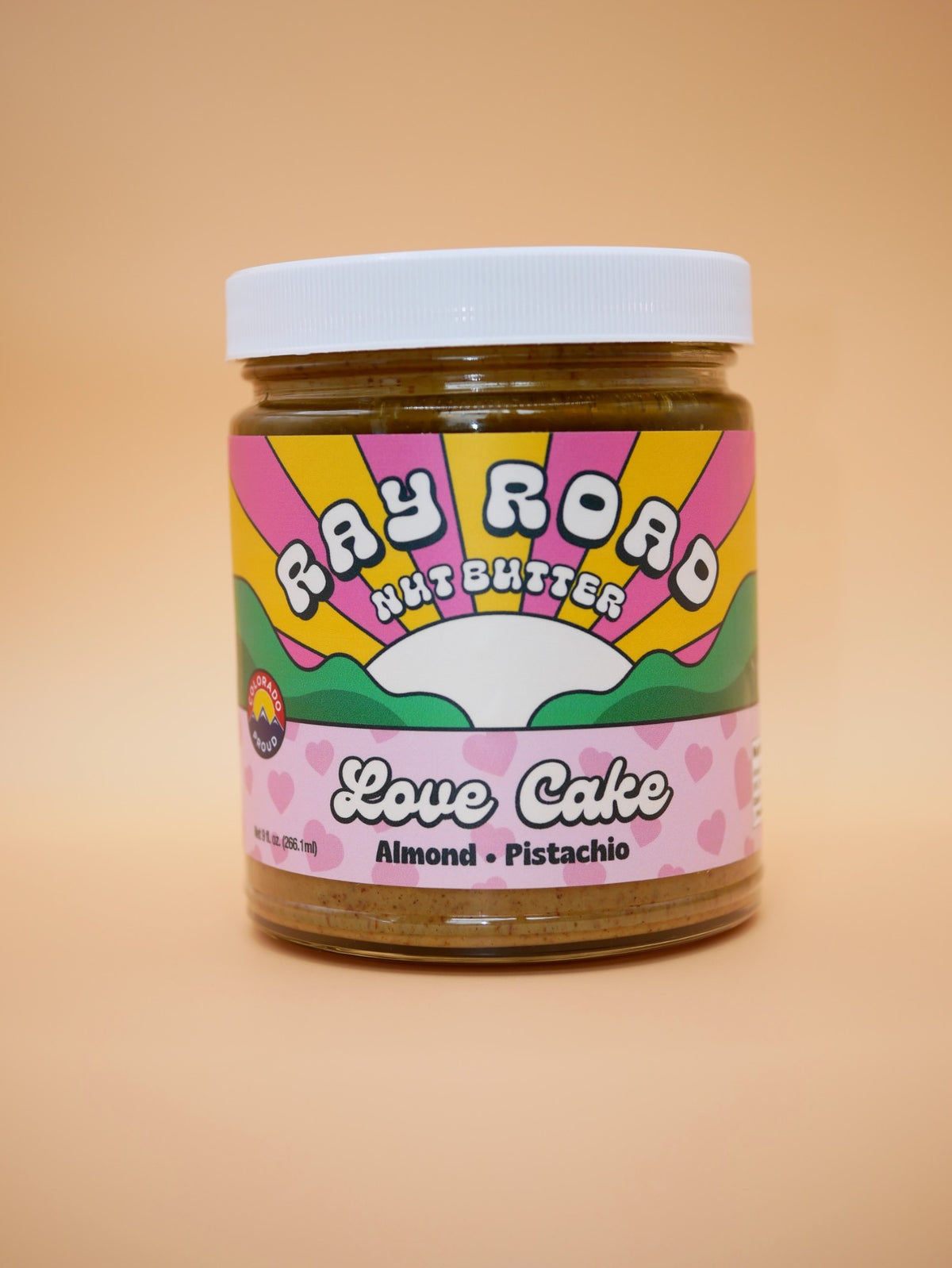 Ray Road Love Cake almond pistachio nut butter, 9 oz jar