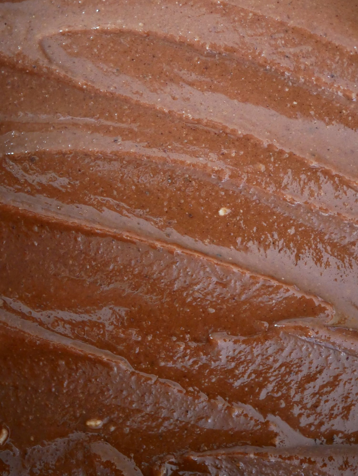 Close-up texture of chocolatey Walnut Brownie nut butter